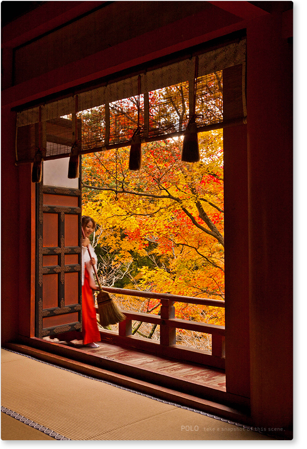談山神社　拝殿と紅葉